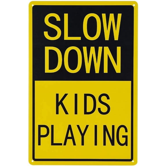 -Slow Down Kids Playing Signs | Children at Play Yard Sign -12 x 8 ...