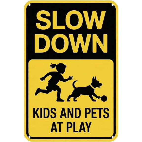Slow Down Metal Tin Sign Aluminum Warning Signs For Indoor & Outdoor Yard Lawn Sign Home Decor 8x12 inch