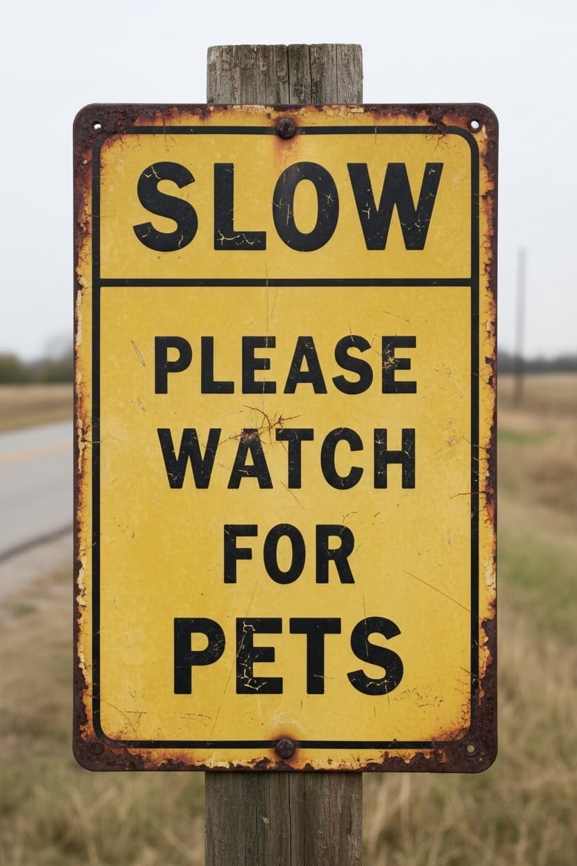 Slow Down Please Watch For Pets Dogs Cats Metal Sign 12"x8" Vintage ...