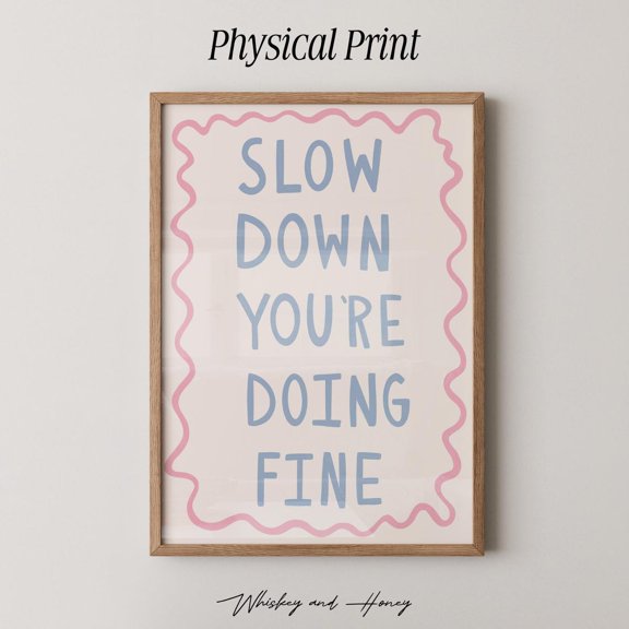 Slow Down Preppy Wall Art Retro Decor