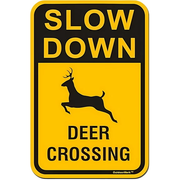 Slow Down Signs Deer Sign - 8"x12" Aluminum Street Yard Warning Sign, Wildlife Safety Decor for Home Business Rural Road