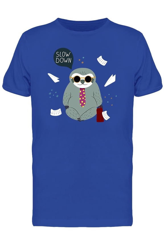 Slow Down Sloth Work T-Shirt Men -Image by Shutterstock, Male Small