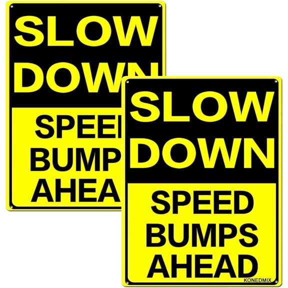 Slow Down Speed Bumps Ahead Sign Metal MPH Slow Warning Traffic Road Street Sign 12X16inch
