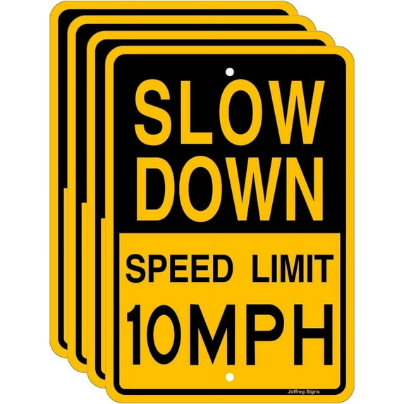 Slow Down Speed Limit 10 MPH Sign,16 x12 Inches,Reflective Aluminum (2 Pack)