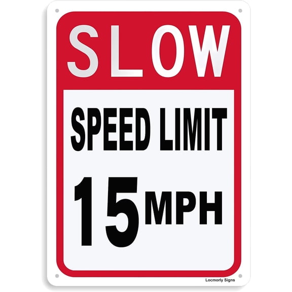 Slow Down Speed Limit 15 MPH Sign, 12x16 Inch, Rustproof Aluminum Sign