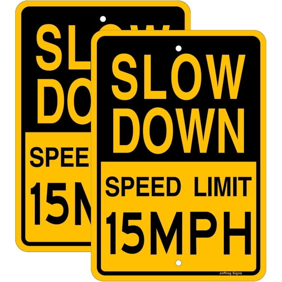 Slow Down Speed Limit 15 MPH Sign,16 x12 Inches,Reflective Aluminum (2 Pack)