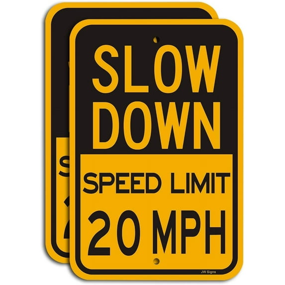 Slow Down Speed Limit 15 MPH Sign (4 Pack) Traffic Sign 16”x12” Metal Reflective Sign 40Mil Rust Free Aluminum Weather Resistant Professional Printing Easy to Mount for Stake/Wall/Fence
