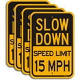 thumbnail image 1 of Slow Down Speed Limit 15 MPH Sign (4 Pack) Traffic Sign 16”x12” Metal Reflective Sign 40Mil Rust Free Aluminum Weather Resistant Professional Printing Easy to Mount for Stake/Wall/Fence, 1 of 5