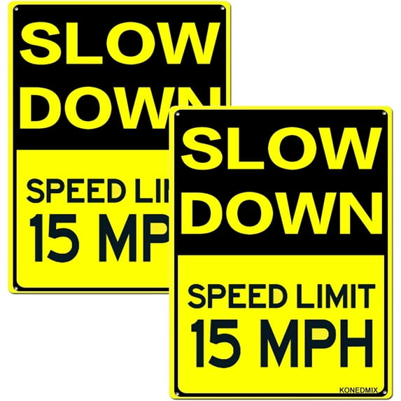 Slow Down Speed Limit 15 Sign Metal MPH Slow Warning Traffic Road Street Sign 12X16inch