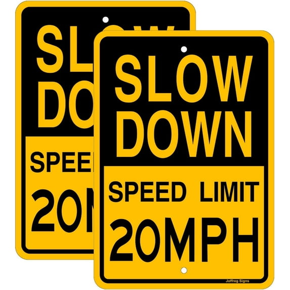 Slow Down Speed Limit 20 MPH Sign,16 x12 Inches,Reflective Aluminum (2 Pack)