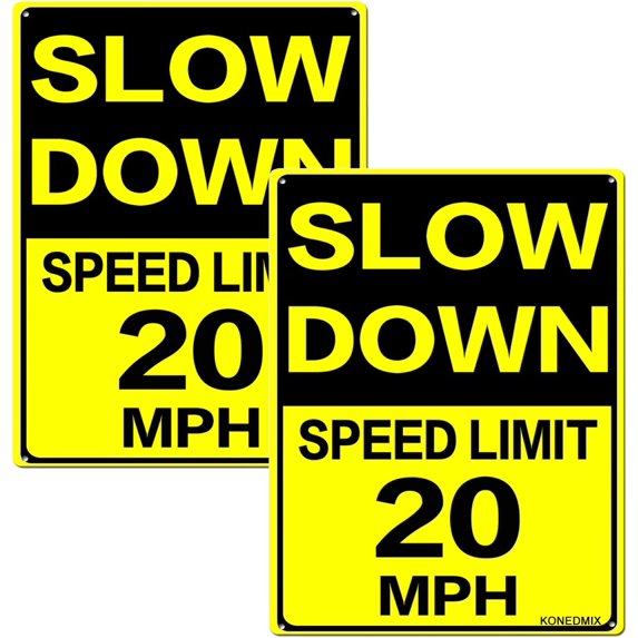 Slow Down Speed Limit 20 Sign Metal MPH Slow Warning Traffic Road Street Sign 12X16inch