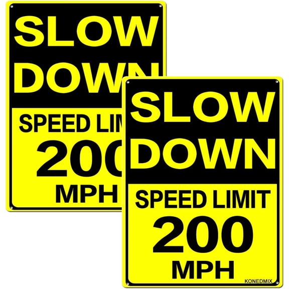 Slow Down Speed Limit 200 Sign Metal MPH Slow Warning Traffic Road Street Sign 12X16inch