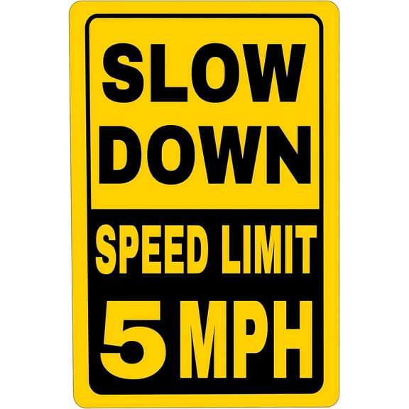 Slow Down Speed Limit 5 MPH Metal Sign - 8"x12", Road/Street/Traffic Decor, Waterproof Durable Ink, Easy Install, Outdoor Use