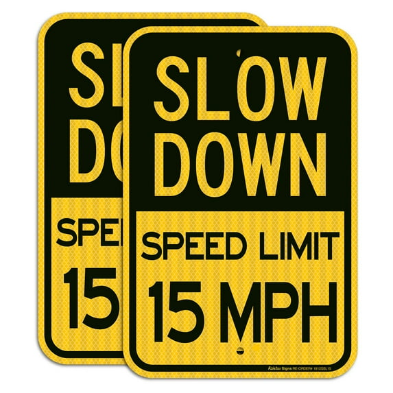 Slow Down Speed Limit 5 MPH Sign, Slow Down Sign, 18 x 12 Inches Engineer Grade Reflective Sheeting, Rust Free Aluminum, Weather Resistant, Waterproof, Durable Ink, Easy to Mount