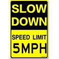 thumbnail image 1 of Slow Down Speed Limit 55 MPH Metal Sign, 12 x 16 Inches Traffic Sign, Black and Yellow Safety Sign, Easy Mounting Outdoor Use, 1 of 5
