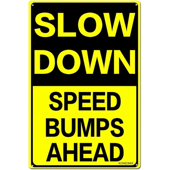 Slow Down Speed Limit 55 MPH Metal Sign, 12 x 16 Inches Traffic Sign, Black and Yellow Safety Sign, Easy Mounting Outdoor Use