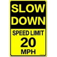 thumbnail image 1 of Slow Down Speed Limit 55 MPH Metal Sign, 12 x 16 Inches Traffic Sign, Black and Yellow Safety Sign, Easy Mounting Outdoor Use, 1 of 5