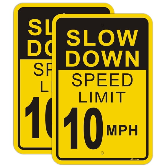 Slow Down Speed Limit 5MPH Sign (4 Pack),12" x 16" Rust Free Aluminum,Easy Mounting Outdoor Use,Waterproof and Durable Ink