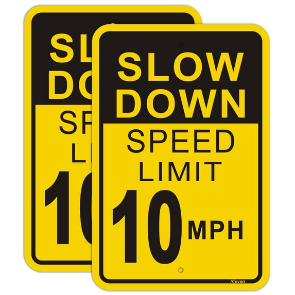 Slow Down Speed Limit 5MPH Sign (4 Pack),12" x 16" Rust Free Aluminum,Easy Mounting Outdoor Use,Waterproof and Durable Ink