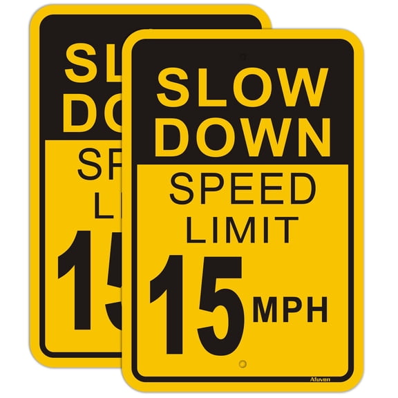 Slow Down Speed Limit 5MPH Sign (4 Pack),12" x 16" Rust Free Aluminum,Easy Mounting Outdoor Use,Waterproof and Durable Ink