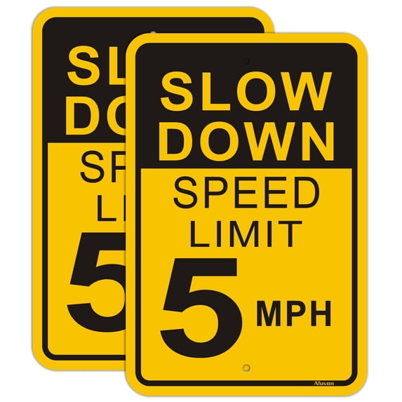 Slow Down Speed Limit 5MPH Sign (4 Pack),12" x 16" Rust Free Aluminum,Easy Mounting Outdoor Use,Waterproof and Durable Ink