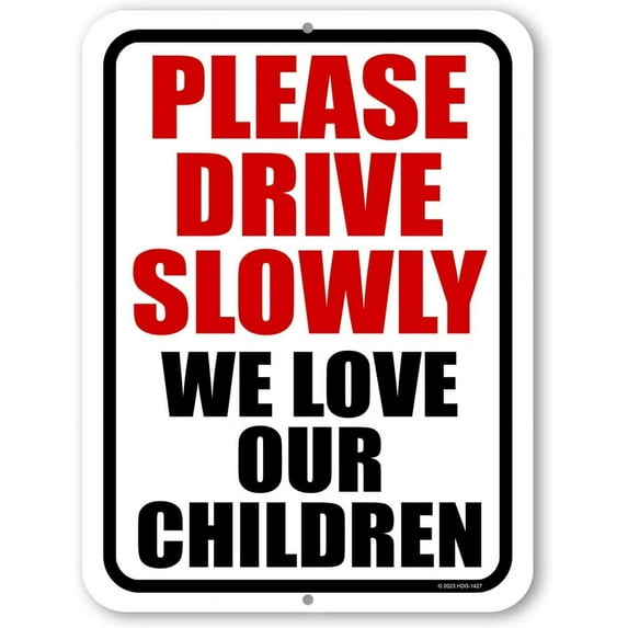 , Slow Down, This is not a Racetrack, Slow Down Sign, Street Signs, Tin Outdoor Sign, Yard Decor, Please Slow Down Sign, 9 inch by 12 inch, HDG-1333