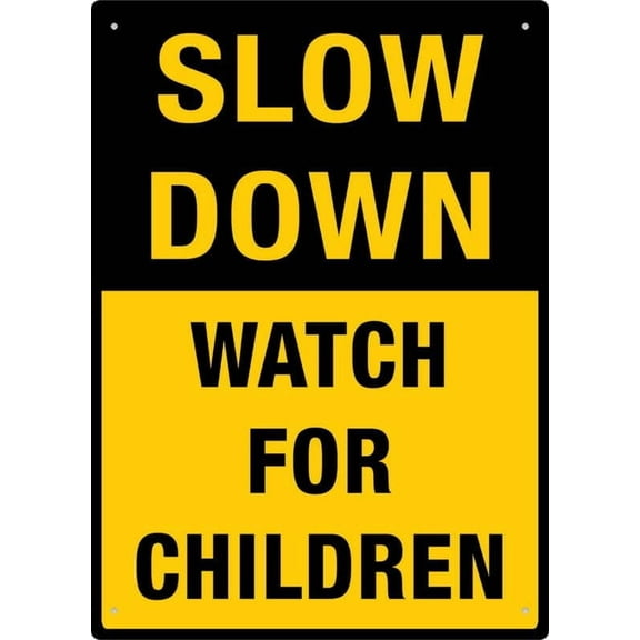 Slow Down Watch For Children Sign 8X12 Inch Rust Free Aluminum Easy To Read & Sturdy Keep Out Outdoor Metal Signs For Home Farm Yard