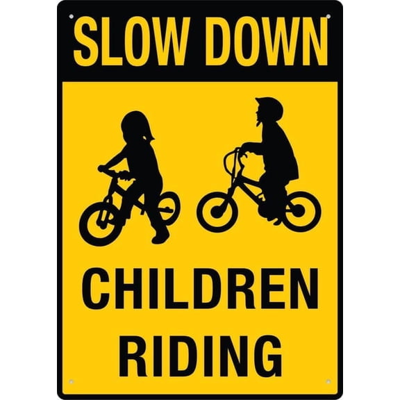 Slow Down Watch For Children Sign 8X12 Inch Rust Free Aluminum Easy To Read & Sturdy Keep Out Outdoor Metal Signs For Home Farm Yard