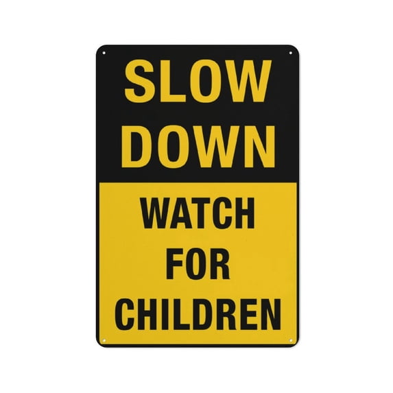 Slow Down - Watch For Children Sign Sign, 8 X 12 Grade Sheeting Rust Free Aluminum, Weather Resistant, Waterproof, Easy To Mount