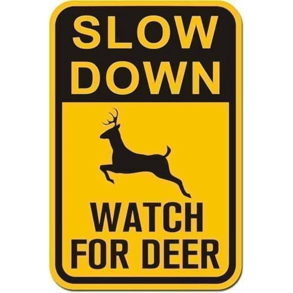 Slow Down Watch For Deer Rustproof Aluminum Sign, Caution Plaque For Streets Woods, Deer Wildlife Awareness Sign, 8x12 Inch