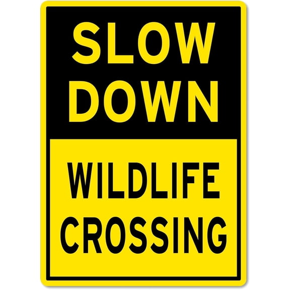Slow Down Wildlife Crossing Sign Traffic and Parking Metal Tin Sign 12x16 Inches Caution Danger Safety Security Warning Notice Signs