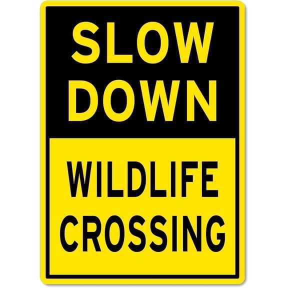 Slow Down Wildlife Rustproof Metal Tin Sign, Safety Alert Plaque For Rural Roads, Wildlife Protection Sign, 8x12 Inch
