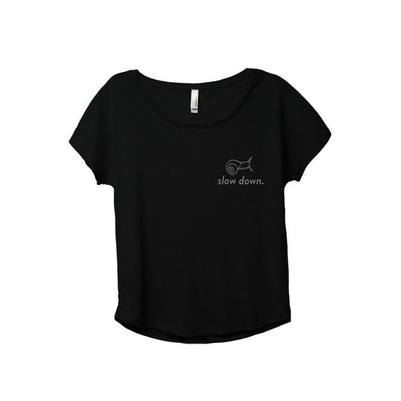 Slow Down Women's Fashion Slouchy Dolman T-Shirt Tee Heather Black X-Large