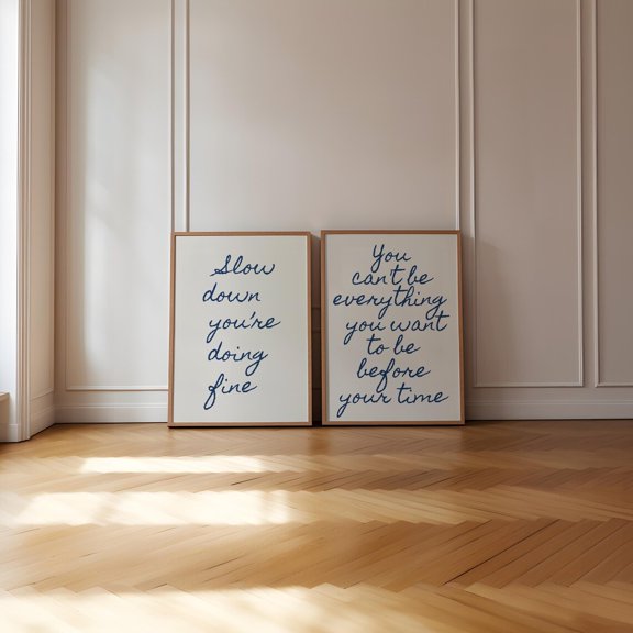 Slow Down You Are Doing Fine Print Uplifting Quote Art Daily Reminder Wall Decor Set 2 Unframed Paper Print 12x18