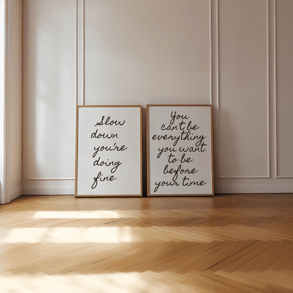 Slow Down You Are Doing Fine Uplifting Quote Poster Set 2 Prints Set 2 , Poster Only