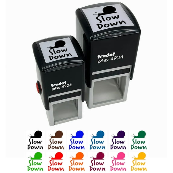 Slow Down with Snail Teacher Motivation Self-Inking Rubber Stamp Ink Stamper - Black Ink - Small 1 Inch