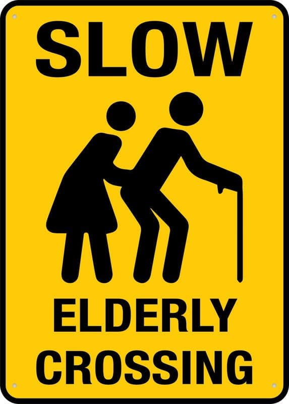 Slow Elderly Crossing Sign 12X8 Inches Metal Aluminum Signs