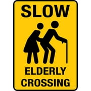 Slow Elderly Crossing Sign 12X8 Inches Metal Aluminum Signs Weather Resistant Weatherproof Indoor Or Outdoor