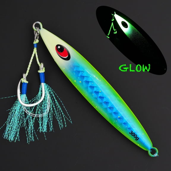 Slow Fall Slow Pitch Jig Metal Fishing Lure with BKK Assist Hooks for Saltwater Tuna Jigging