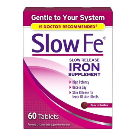 Slow Fe Iron Supplement for Iron Deficiency Slow Release Tablets, 45 Mg, 60 Ct
