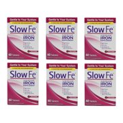 Slow Fe Iron Supplement for Iron Deficiency and Anemia Support, Slow Release Tablets, 45 mg, 60 Count pack of 6
