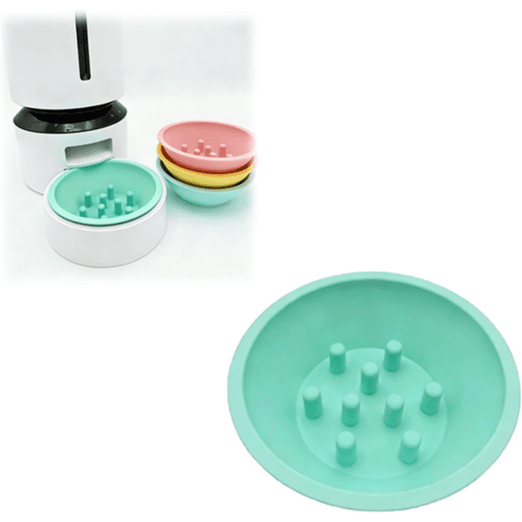 Slow Feed Bowl Insert Compatible with PETLIBRO Granary Feeder, Anti-Gulping Pet Feeding Bowl with Raised Obstacles for Cats & Small Dogs, Slow Eating Replacement Dish (Green, with Obstacles)