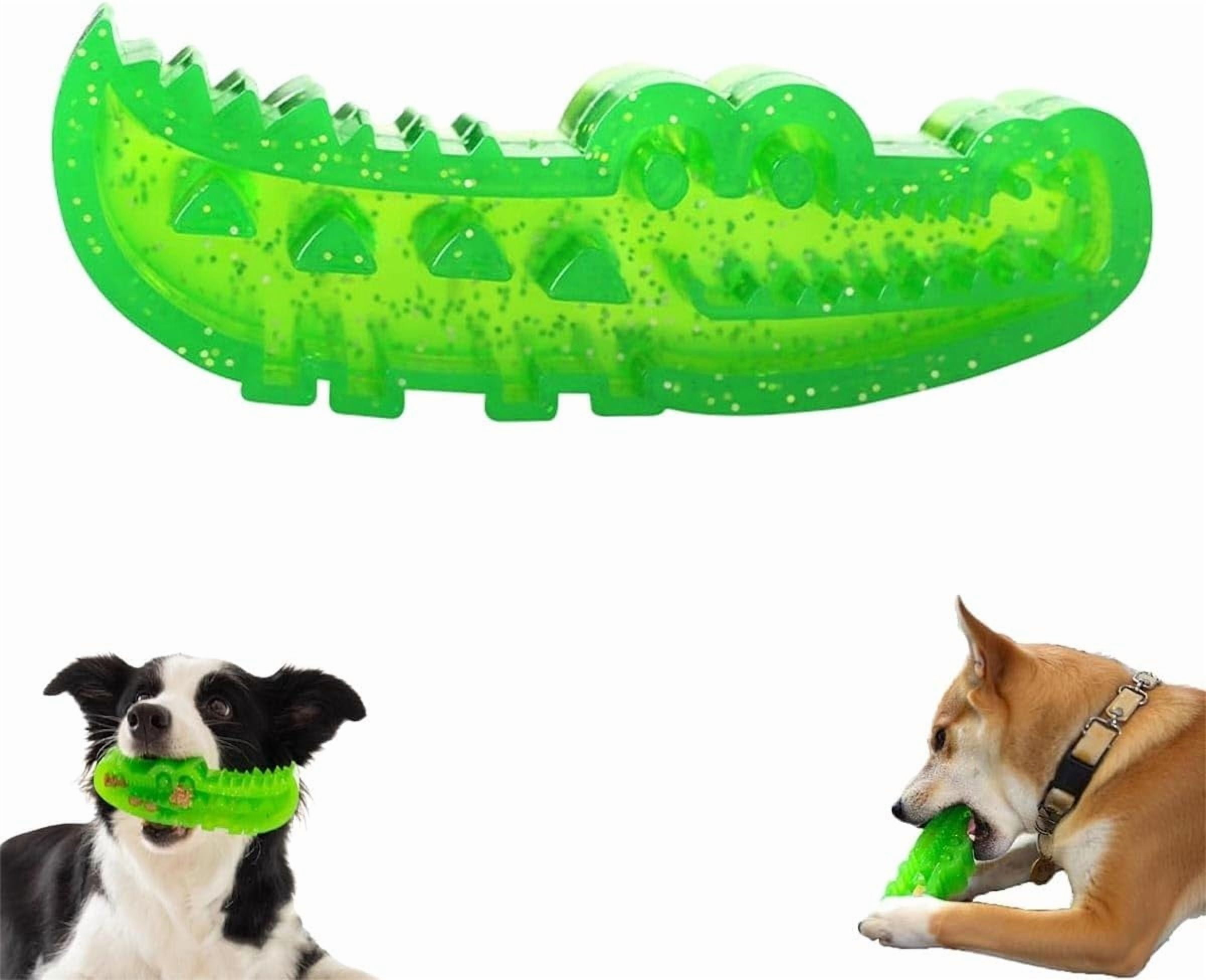 Slow Feed Chew and Fetch Crocodile Dog Slow Feeder Interactive Puzzle Toy Cute Chew Toys Alligator Treat Dispenser for Small Medium Large Dogs Tough Gator Bite and Brush Teeth Cleaning(L*2)
