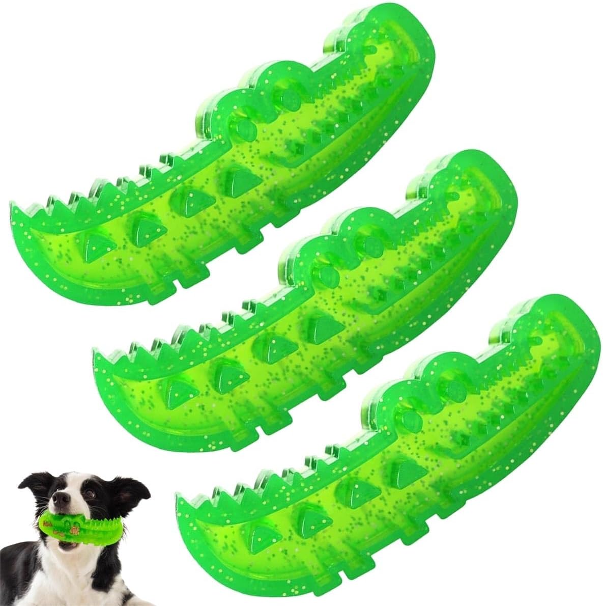 Slow Feed Chew and Fetch Crocodile Dog Slow Feeder Interactive Puzzle Toy Cute Chew Toys Alligator Treat Dispenser for Small Medium Large Dogs Tough Gator Bite and Brush Teeth Cleaning(L*2)
