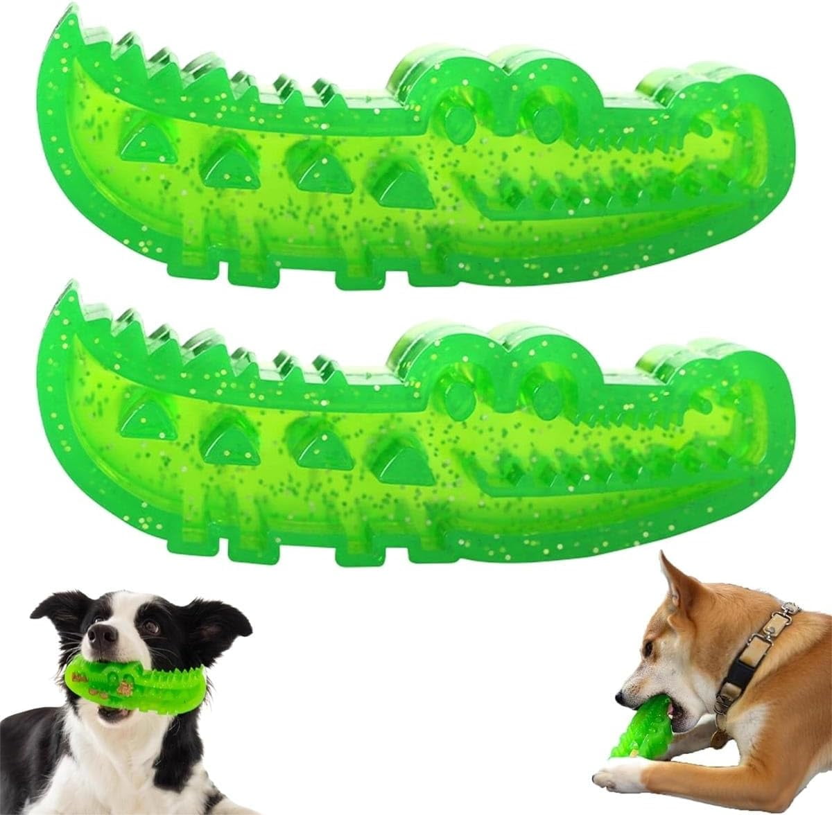 Slow Feed Chew and Fetch Crocodile Dog Slow Feeder Interactive Puzzle Toy Cute Chew Toys Alligator Treat Dispenser for Small Medium Large Dogs Tough Gator Bite and Brush Teeth Cleaning(L*2)