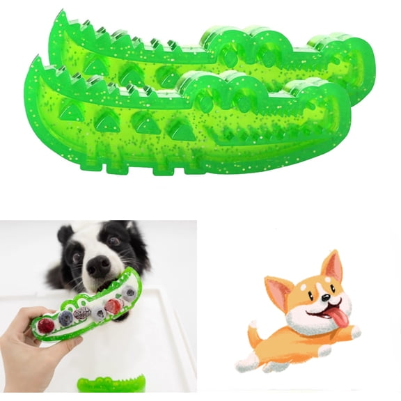 Slow Feed Chew & Fetch Crocodile – TPR Alligator Tooth Game, Alligator Teeth Game for Dogs, Dental Bite and Brush Toy for Slow Feeding and Fetch (S*2)