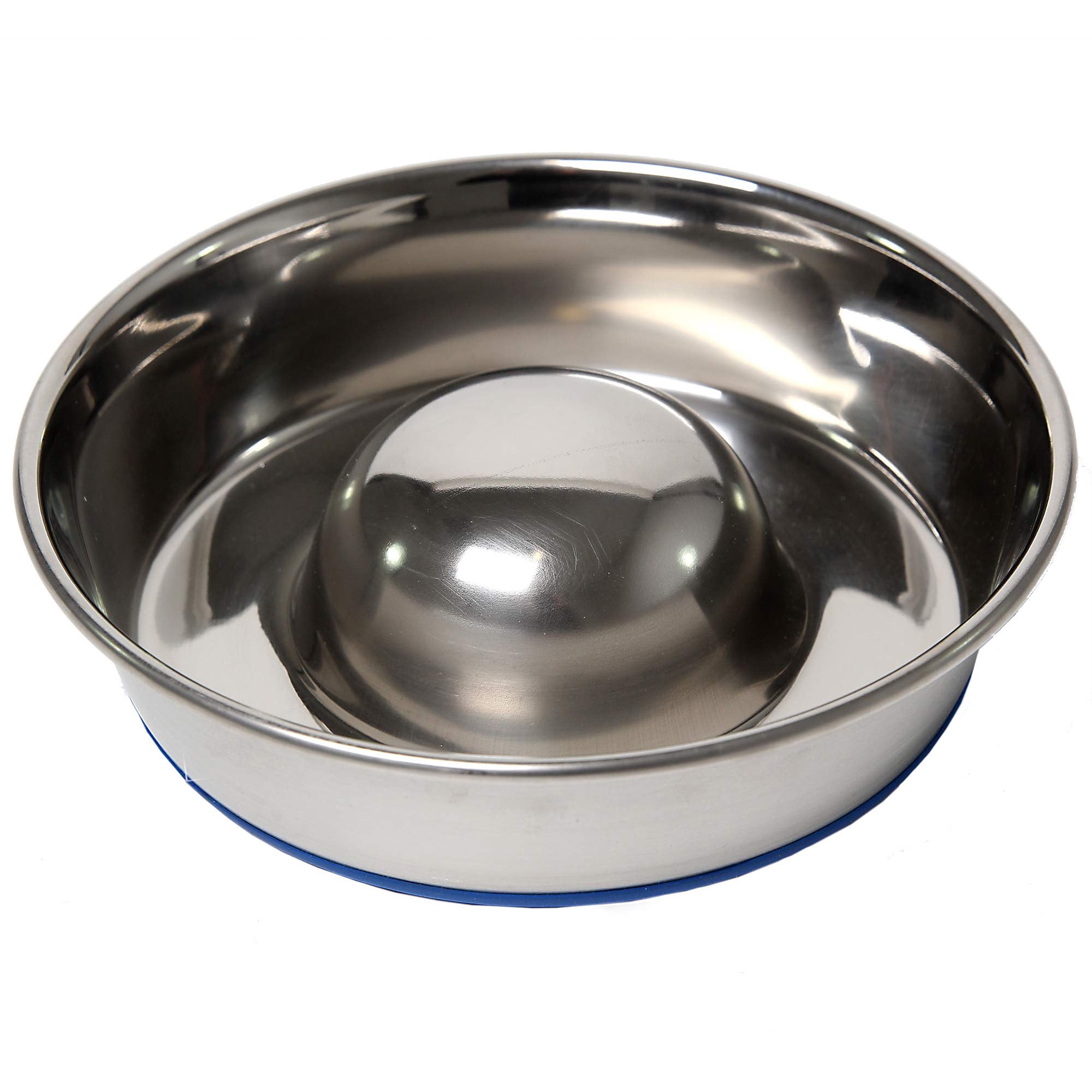Slow Feed Dog Bowl, Premium Stainless Steel Small Pet Dish, Non S Bottom for Fast Eaters, Promotes Digestion, Reduces Bloat and Choking, Easy to Clean, Dishwasher Safe, Siler