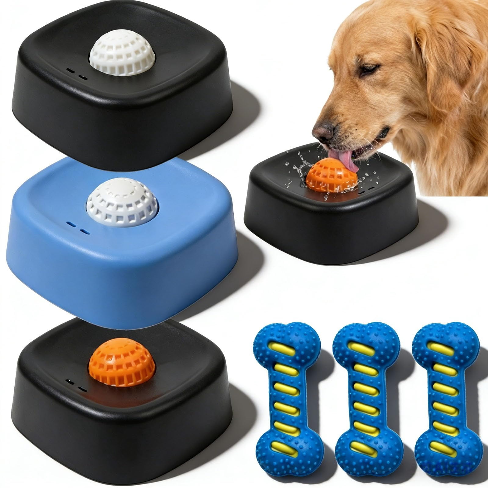 Slow Feed Liquid Dog Bowl with Roller Ball, Anti-Slip Interactive Lick Bowl for Dogs and Cats, Bone Broth Treat Feeder