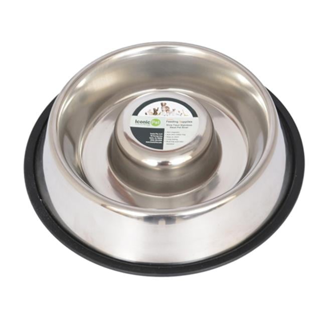 Slow Feed Stainless Steel Pet Bowl - Medium