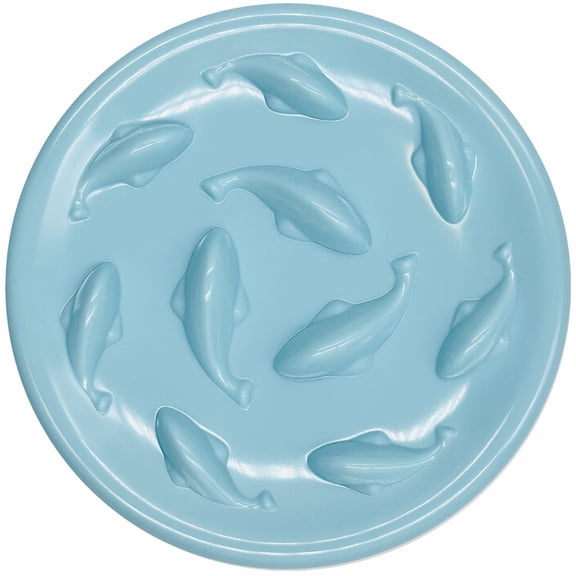 Slow Feeder Bowl for Cats and Small Dogs,Fish Pool Design, Fun Interactive Bloat Stop Puzzle Feeder Bowl Healthy Eating Diet Made of Melamine Food Grade Material Dishwasher Safe (Blue)